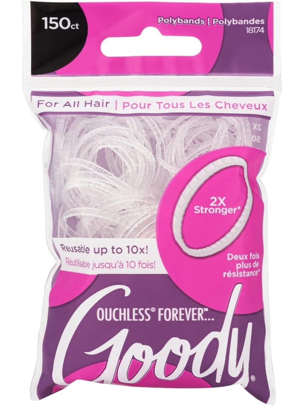 150 Clear Elastic Hair Ties - Ultra-Strong Hold, Easy Glide, All Hair Types